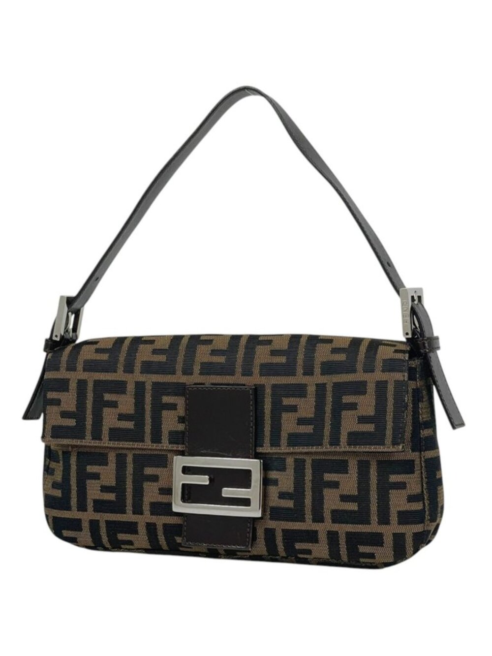 Fendi Shoulder Bag Zucca Pattern Mamma Baguette Canvas Brown